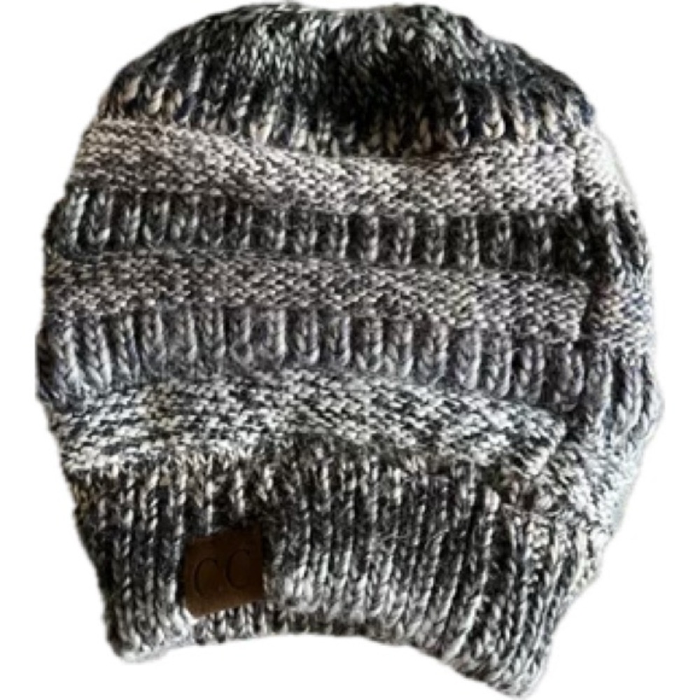 CC beanies with hole at top for pony tail, messy buns, etc.